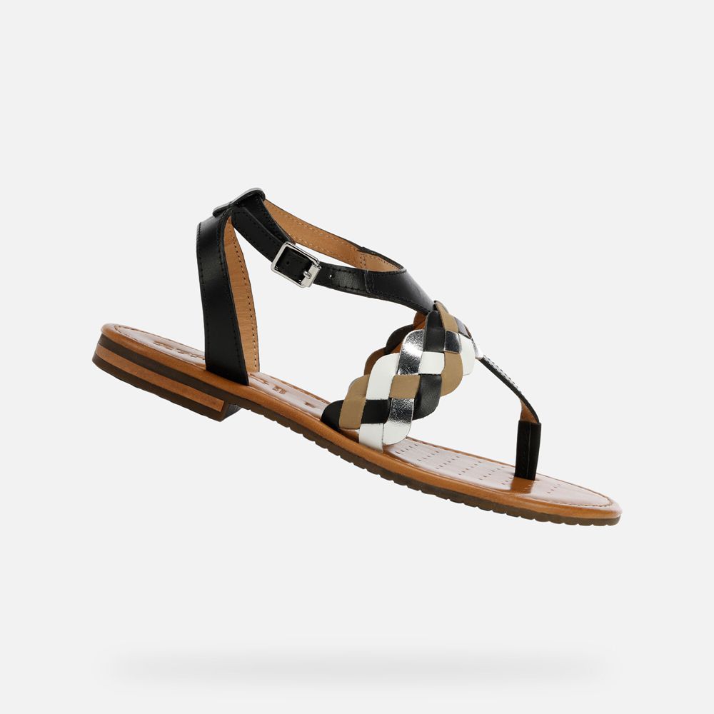 Sandalias Geox Senhora Pretas/Prateadas - Sozy - VGOWC1087